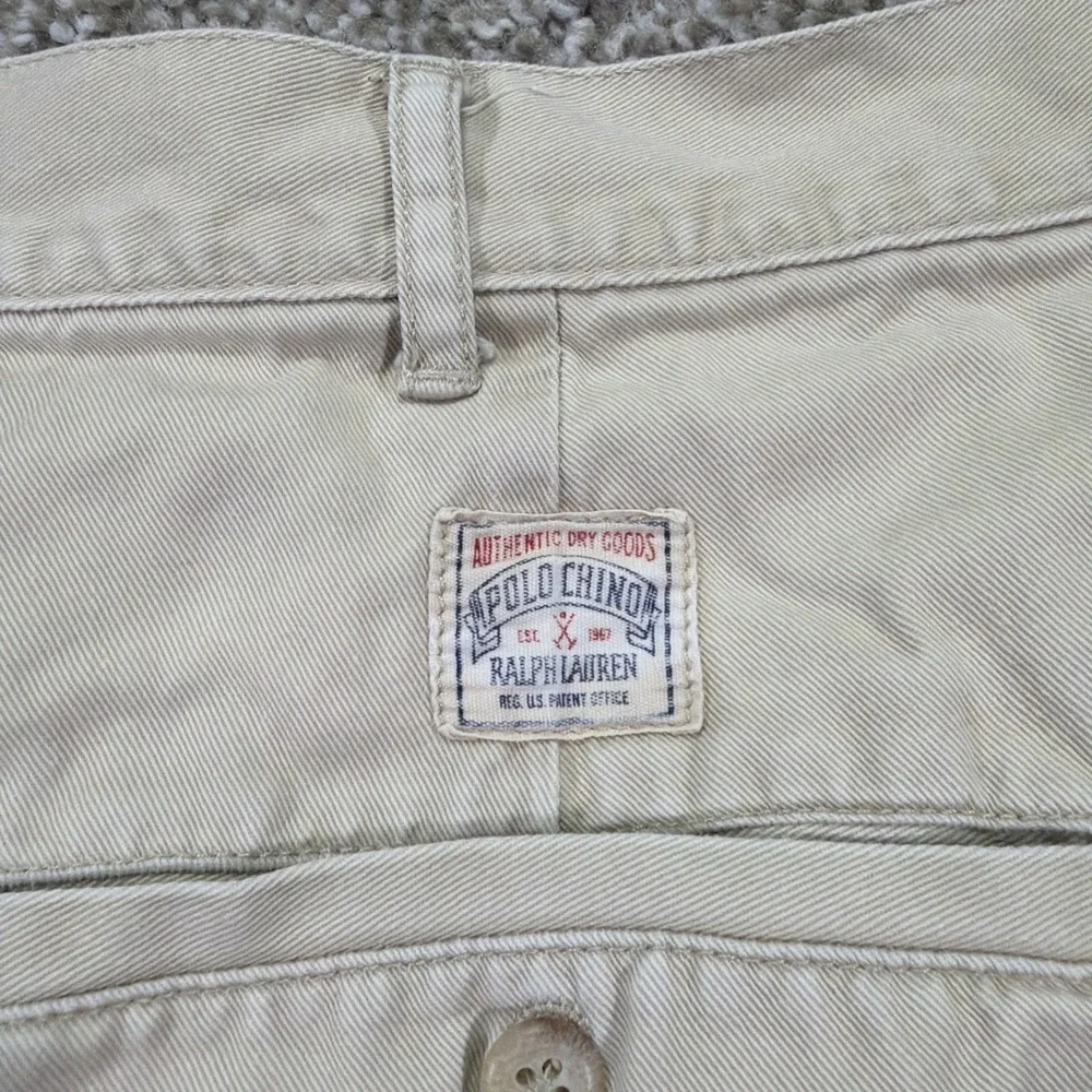 Vintage Polo Chino Shorts Double Pleated 90s Beige Classic Size 36